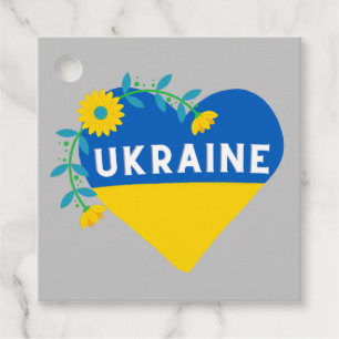 Ukraine Flower Heart Square  Favour Tags