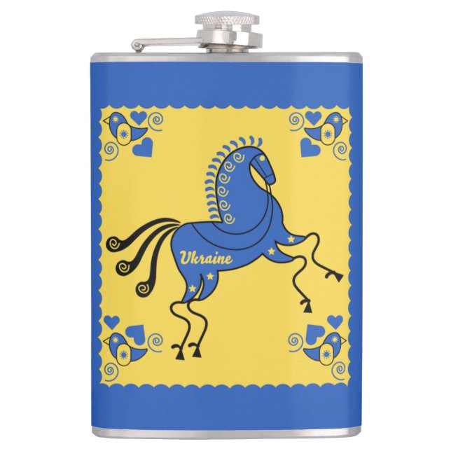 Ukraine Folk Art   Hip Flask (Front)