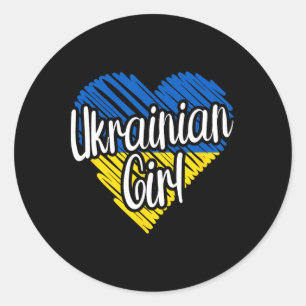 Ukraine For Girl Ukrainian Heart Flag For Women Uk Classic Round Sticker
