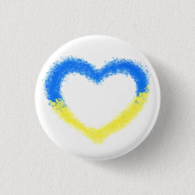 Ukraine - Freedom - Peace - Ukrainian Flag Heart  3 Cm Round Badge (Front)
