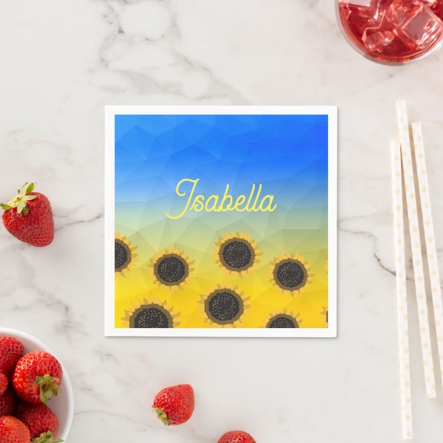 Ukraine geometry mesh pattern Flowers Your name Napkin (Insitu)