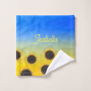 Ukraine geometry mesh pattern Flowers Your name Wash Cloth