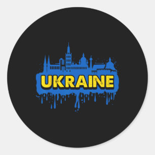Ukraine Gift Flag Ukraini Kyiv Ukrainian Ukrajina Classic Round Sticker
