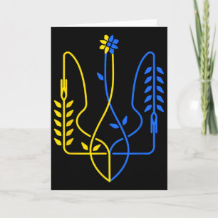 Ukraine Golden Trident Symbol Ukrainian Flag Men W Card