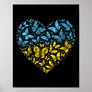Ukraine Heart Butterflies Ukrainian Women Girls Ki Poster