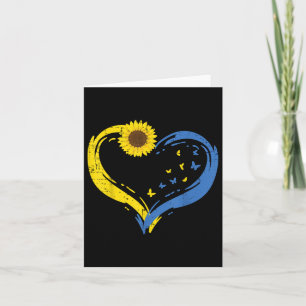 Ukraine Heart Sunflower Butterfly Ukrainian Girls Card