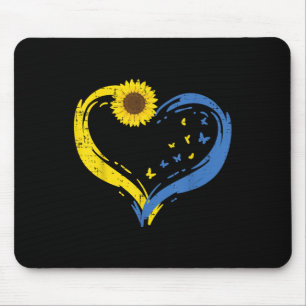 Ukraine Heart Sunflower Butterfly Ukrainian Girls  Mouse Pad