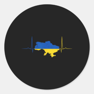Ukraine Heart Ukrainian Heartbeat Vintage Ukraine  Classic Round Sticker