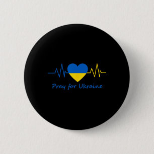Ukraine Heartbeat Pray For Ukraine Pride Flag Colo 6 Cm Round Badge