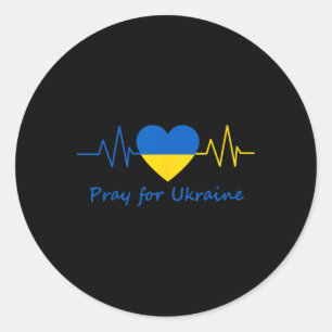 Ukraine Heartbeat Pray For Ukraine Pride Flag Colo Classic Round Sticker