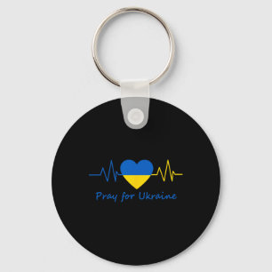 Ukraine Heartbeat Pray For Ukraine Pride Flag Colo Key Ring