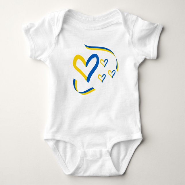Ukraine Hearts Baby Bodysuit (Front)