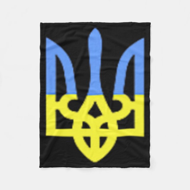 Ukraine Herb Blue And Yellow Ukrainian Flag Pocket Fleece Blanket (Front)