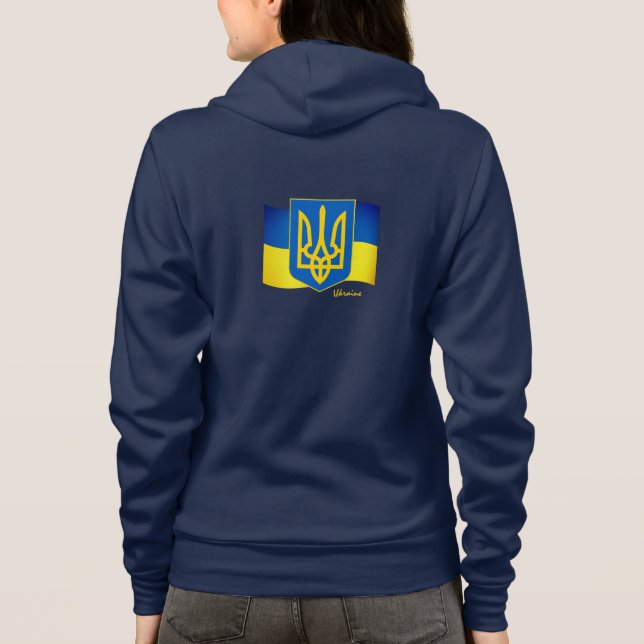 Ukraine Hoodie & Ukrainian flag, Emblem / sports (Back)