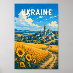 Ukraine Illustration Travel Art Vintage Poster