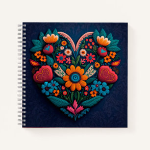 Ukraine-Inspired Heart of Flowers Notebook