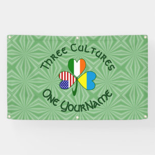 Ukraine Ireland USA Shamrock Flag Personalised Banner