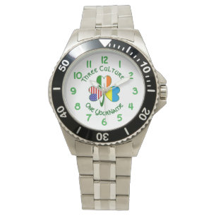 Ukraine Ireland USA Shamrock Flag Personalised  Watch