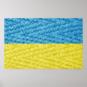 Ukraine knitted flag poster