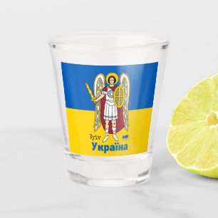 Ukraine & Kyiv City Coat of Arms, Ukrainian Flag Shot Glass