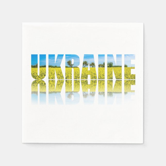 Ukraine label with blue sky and yellow napkin (Front)