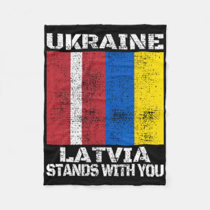 Ukraine Latvia Stands With You Latvian Support Fla Fleece Blanket