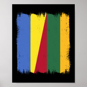 Ukraine Lithuania Half Flag Ukrainian Lithuanian R Poster