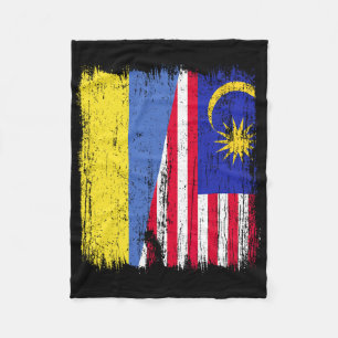 Ukraine Malaysia Half Flag Ukrainian Malaysian Her Fleece Blanket