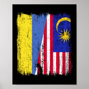 Ukraine Malaysia Half Flag Ukrainian Malaysian Her Poster