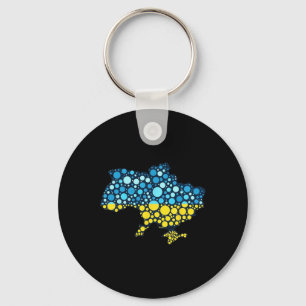 Ukraine Map Blue Yellow Ukraine Flag Modern Art Key Ring
