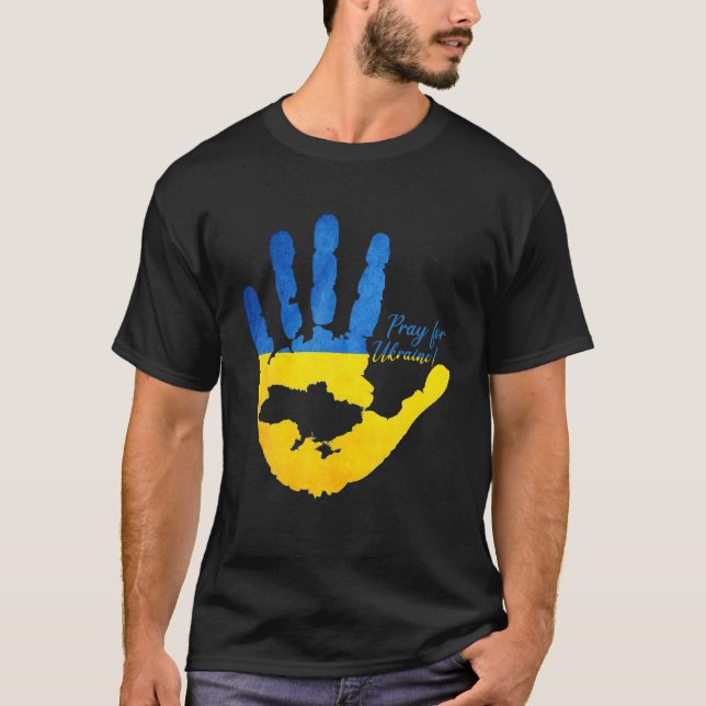 Ukraine Map Pray For Ukraine T-Shirt (Front)