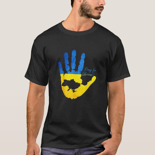 Ukraine Map Pray For Ukraine T-Shirt (Front)