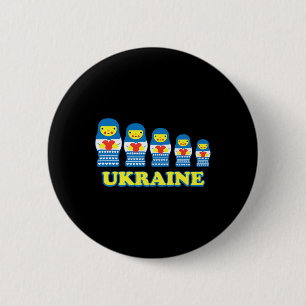 Ukraine Matryoshka Nesting Dolls Hold Hearts 6 Cm Round Badge