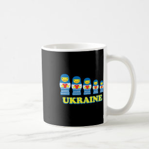 Ukraine Matryoshka Nesting Dolls Hold Hearts Coffee Mug