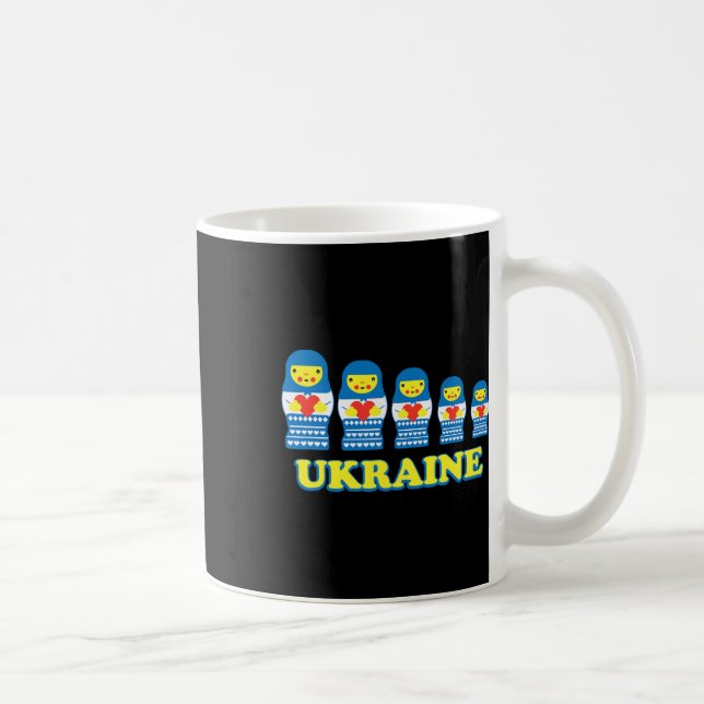Ukraine Matryoshka Nesting Dolls Hold Hearts  Coffee Mug (Right)