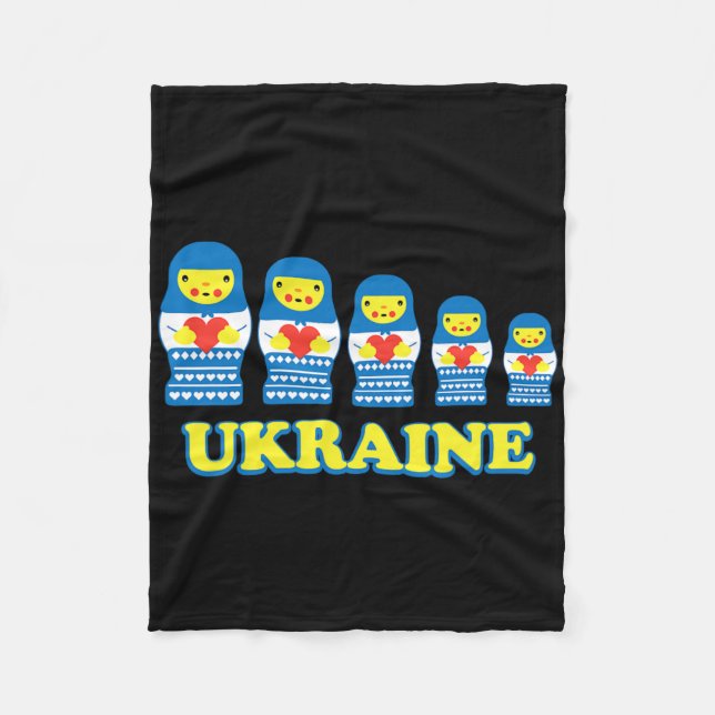 Ukraine Matryoshka Nesting Dolls Hold Hearts  Fleece Blanket (Front)