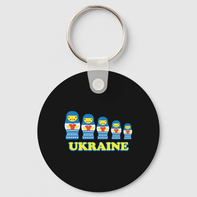 Ukraine Matryoshka Nesting Dolls Hold Hearts  Key Ring (Front)