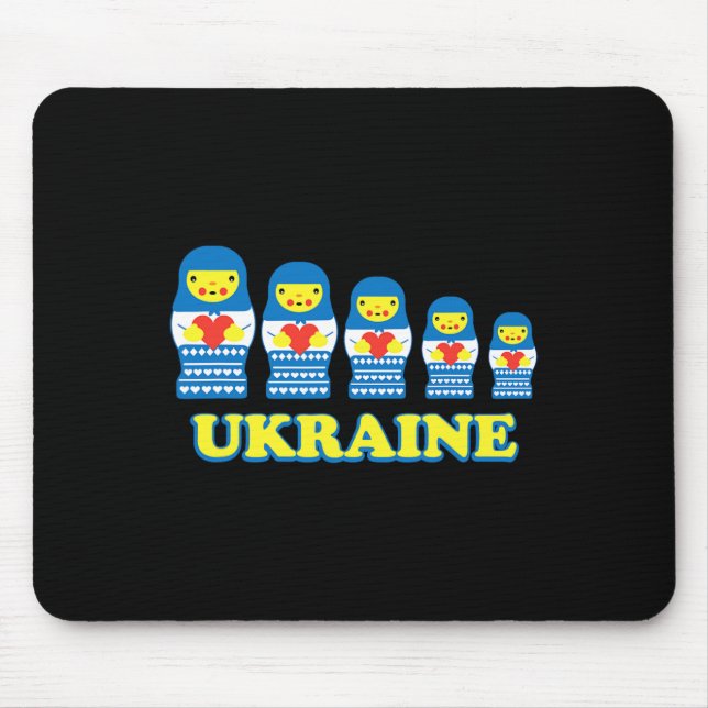 Ukraine Matryoshka Nesting Dolls Hold Hearts  Mouse Pad (Front)
