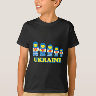 Ukraine Matryoshka Nesting Dolls Hold Hearts  T-Shirt