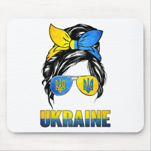 Ukraine Messy Bun Wearing Ukraine Flag Gles Gift Mouse Pad