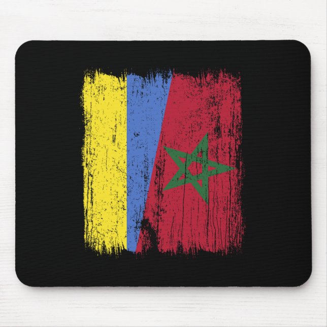 Ukraine Morocco Half Flag Ukrainian Moroccan Herit Mouse Pad (Front)