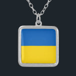 Ukraine National Flag Silver Plated Necklace<br><div class="desc">Ukraine National Flag Square Necklace</div>