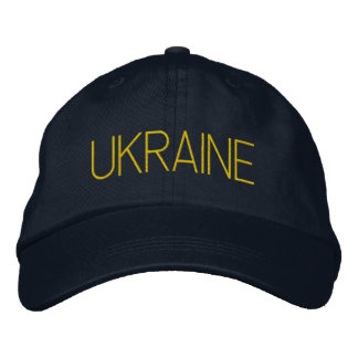 UKRAINE Navy Blue and Thin Yellow Embroidered Hat