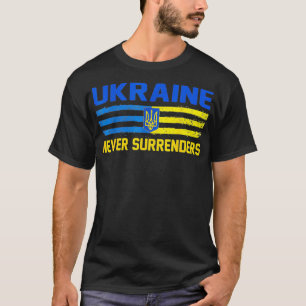UKRAINE Never Surrenders, Ukraine Flag and Trident T-Shirt