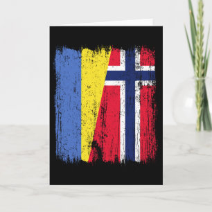 Ukraine Norway Half Flag Ukrainian Norwegian Ances Card