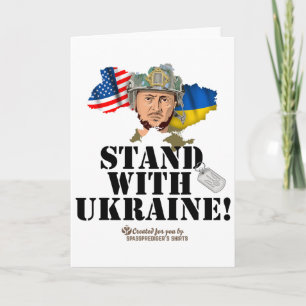 Ukraine Outline And Flag Usa Zelensky Stand With U Card