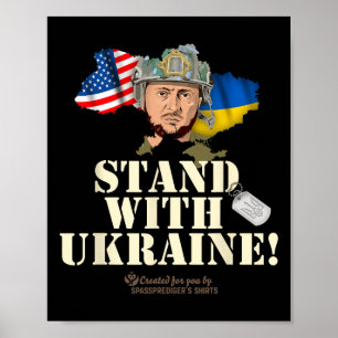 Ukraine Outline Flag Usa Zelensky Dog Tag Stand Wi Poster
