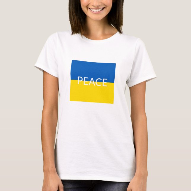 Ukraine peace blue yellow custom text flag T-Shirt (Front)