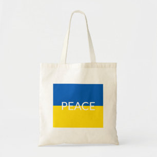 Ukraine peace blue yellow custom text flag tote bag