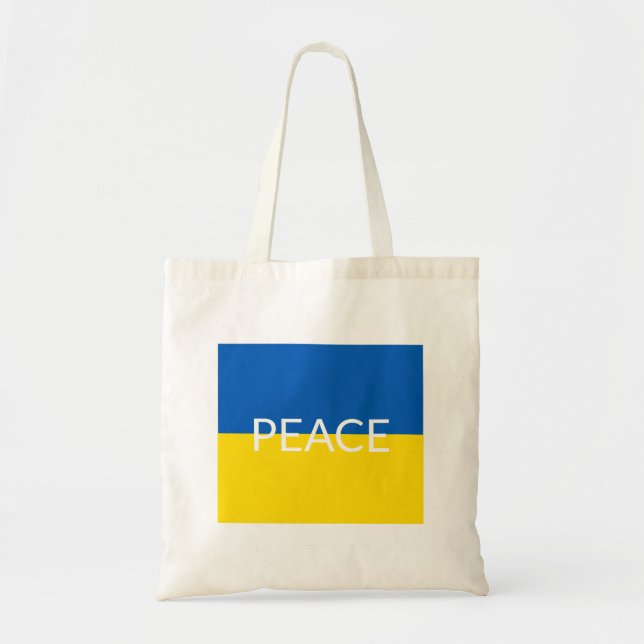 Ukraine peace blue yellow custom text flag tote bag (Front)